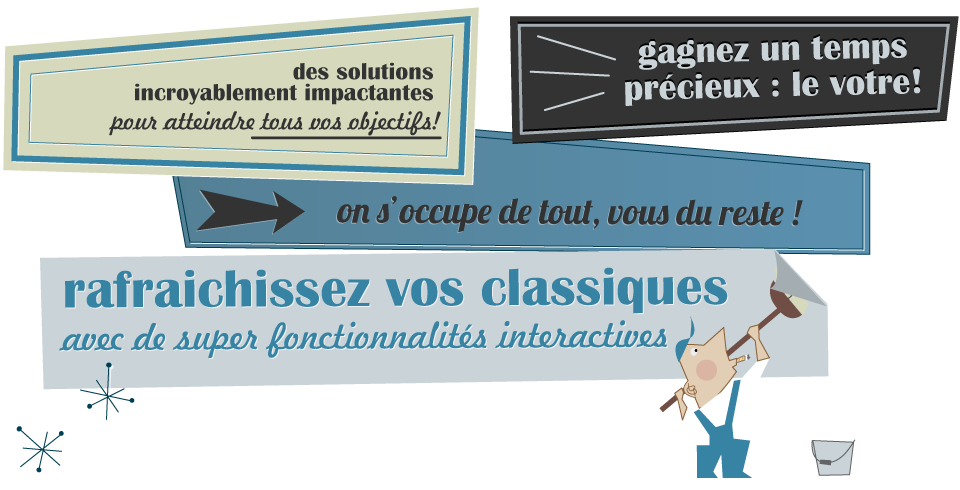 Des solutions incroyablement impactante - gagnez du temps - restez concentrez sur vos contenus,on s'occupe du reste - relooking de vos présentation classiques